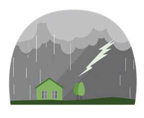 Thunderstorm and house