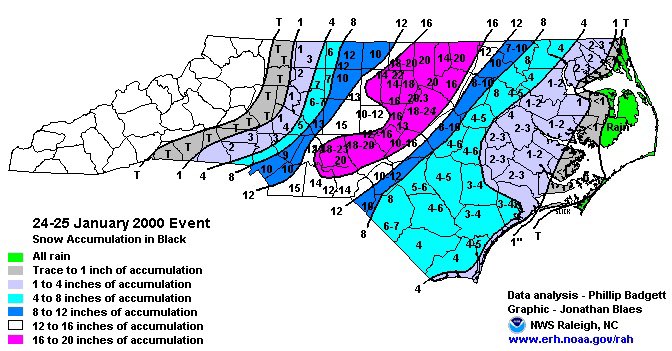 January 2000 Snow Event map